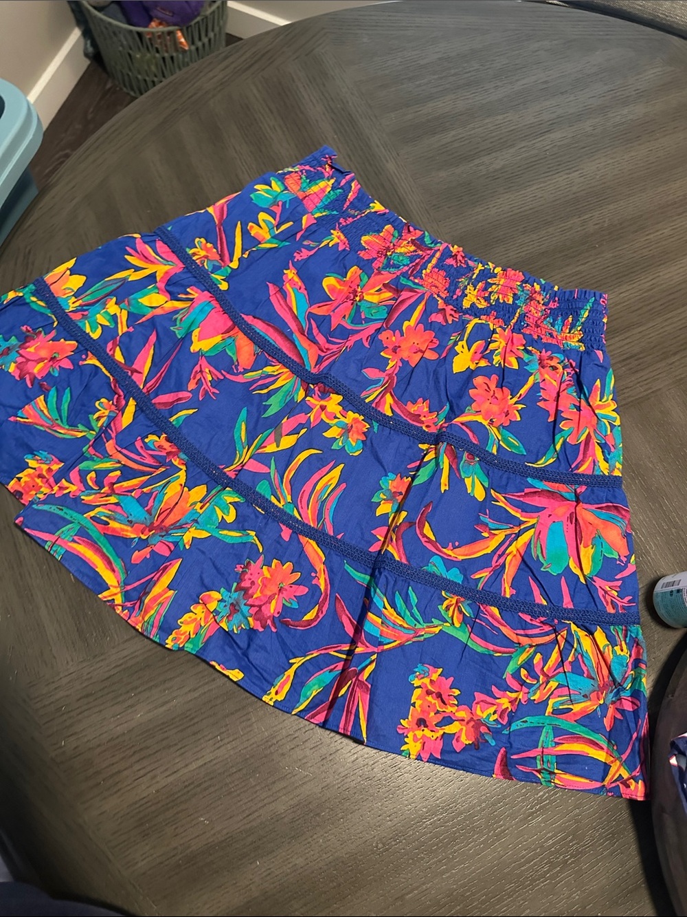J. Crew Royal Blue Smocked Floral Mini Skirt